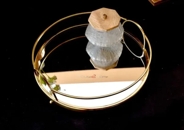 Mirror Plate Round Gold Metal Glass Jewelry Storage Mirror for Jewelry Cosmetics.
