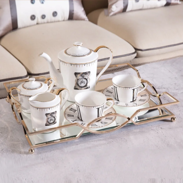 Gold Mirror Tray, Rectangular Decorative Tray, Coffee Table Storage.