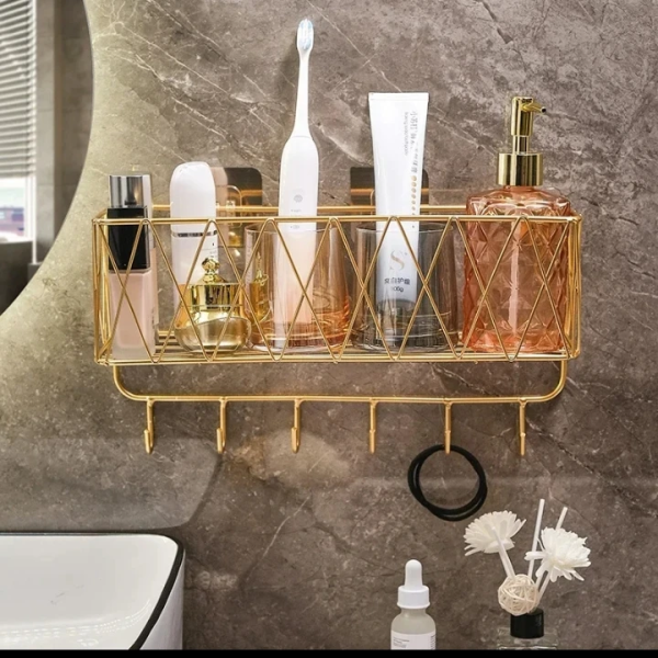 Multipurpose wall mounted Storage Rack / 1 layer corner rack /shower shelf Metal Rack.
