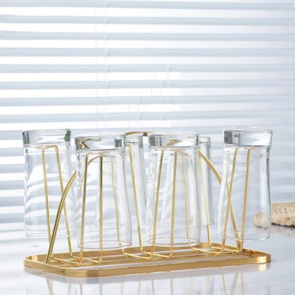 Mug Holder Stand 6 Cup Hooks Iron Glass Dinner