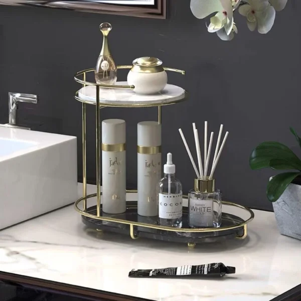 Luxury Design Free Standing Shelf 2 Tier Makeup Organizer.