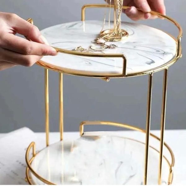 2 Layer Marble Makeup Tray, Dessert Cupcake Stand.