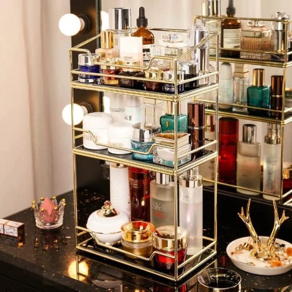 3 Layers Premium Design Free Standing Shelf Makeup Organizer.